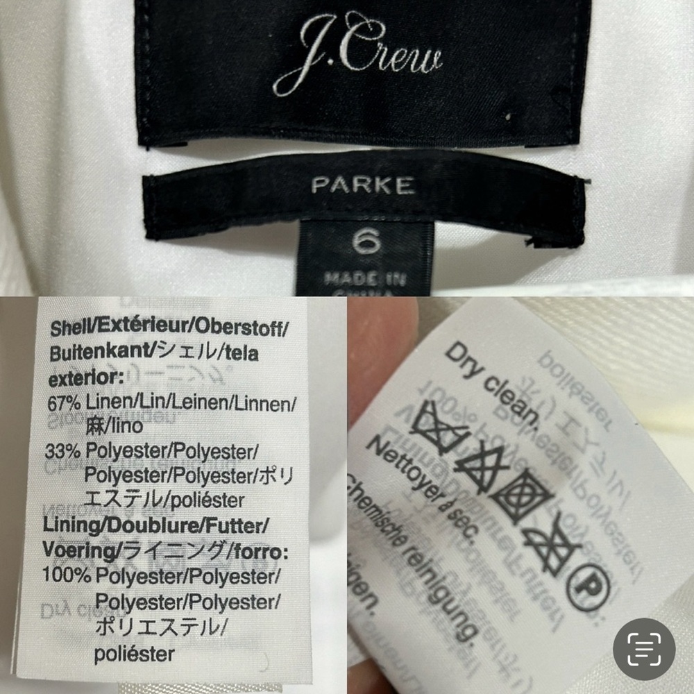J. Crew Parke Blazer White Linen Classic Tailored Old Money Minimalist Fitted 6 - Picture 8 of 12